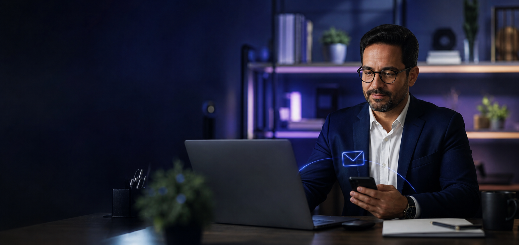Profissional organizando seus e-mails empresariais